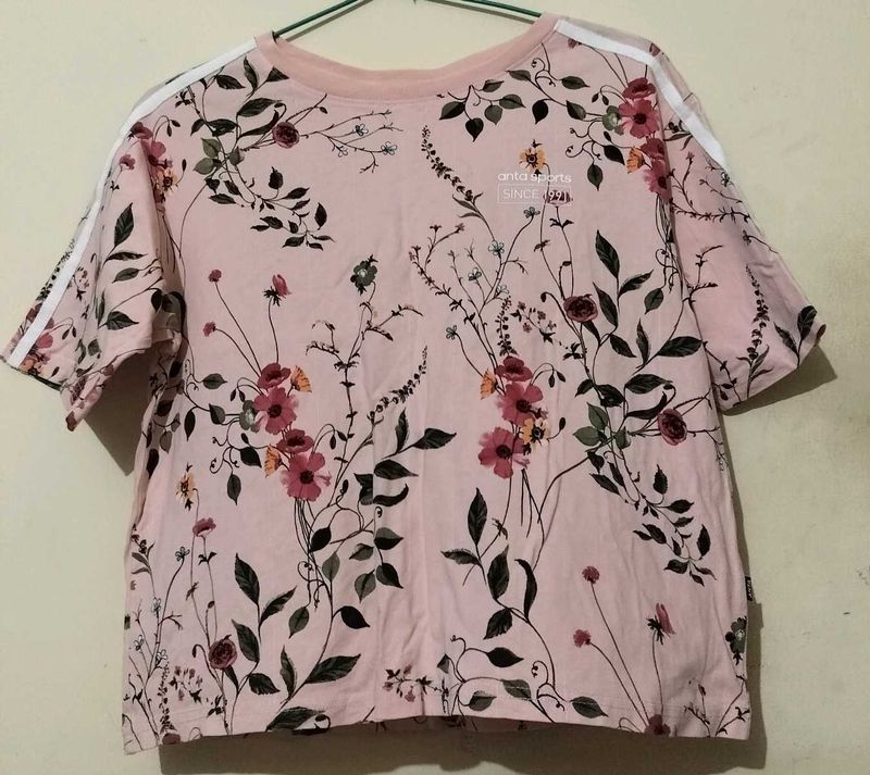 Pink Floral Adidas T-Shirt