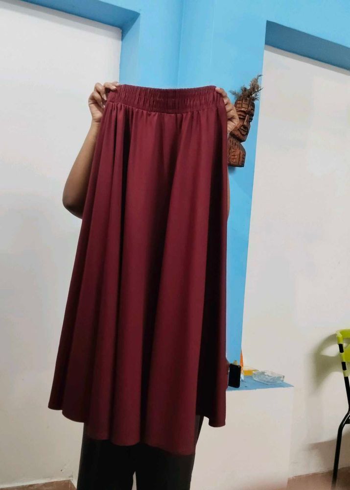 Maroon Elastic Waist Skirt