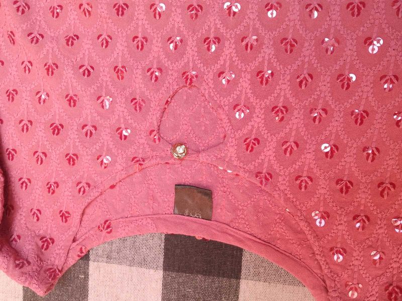 Pink Embroidered Sequined kurta