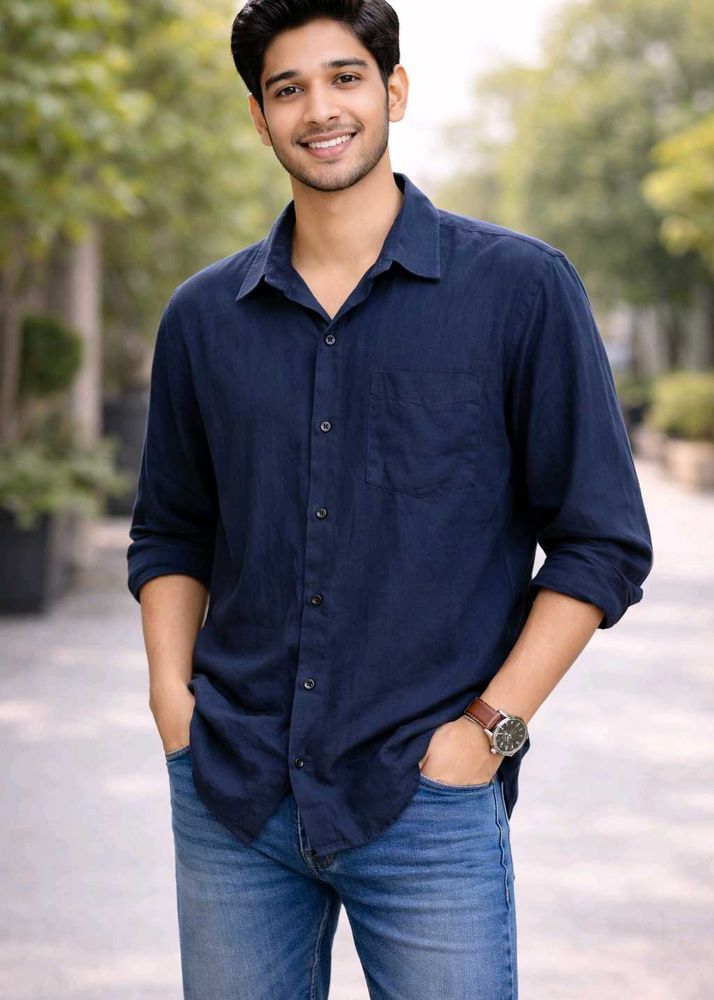 Men's Navy Blue Casual Shirt