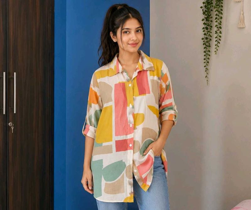 Colorful Abstract Print Shirt