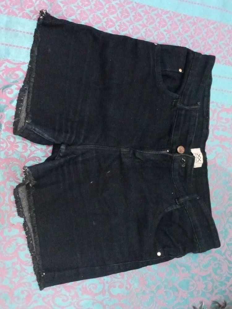 Black Denim Cut-Off Shorts
