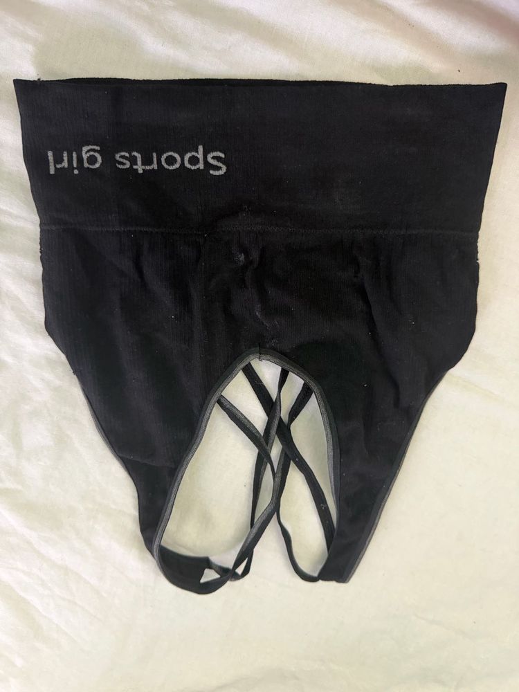 Black Strappy Sports Girl Briefs
