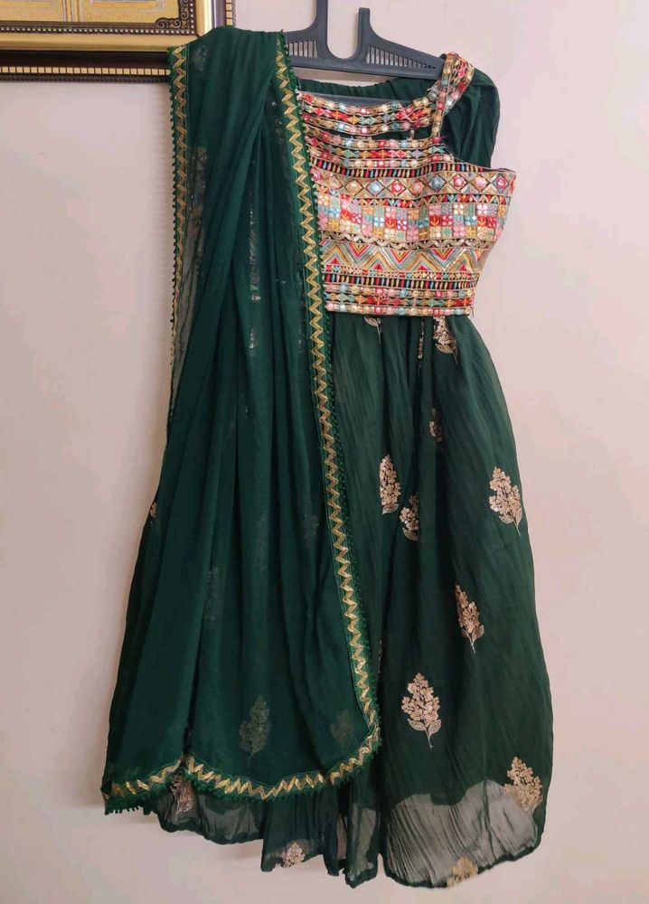 Green Embroidered Lehenga Choli