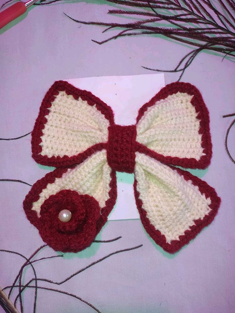 Handmade Crochet Bow Hair Clip