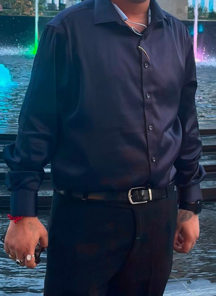 dark blue shirt