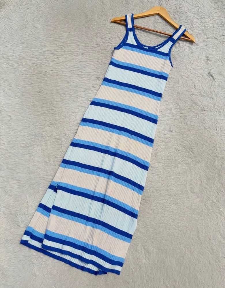 Blue Striped Maxi Dress