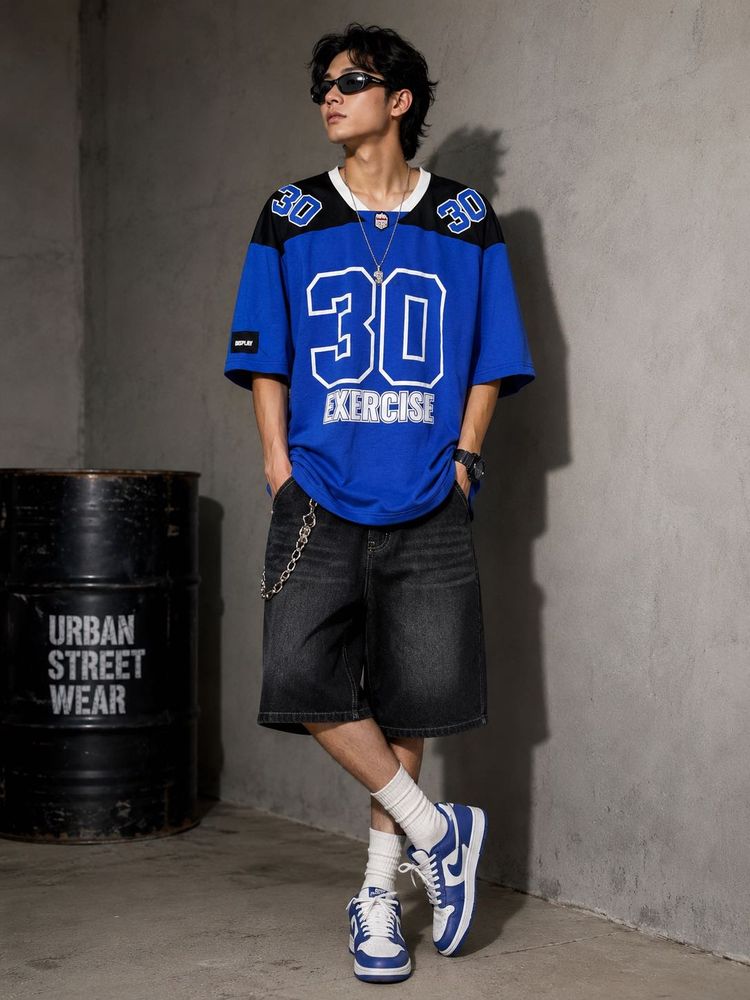 Men's Blue Graphic Print T-Shirt