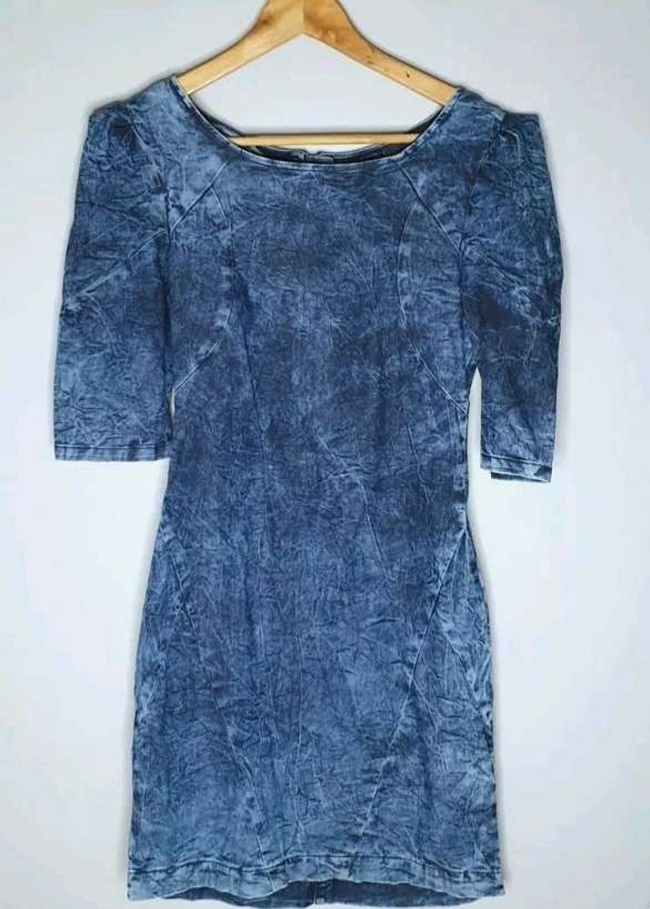 Denim-Look Mini Dress