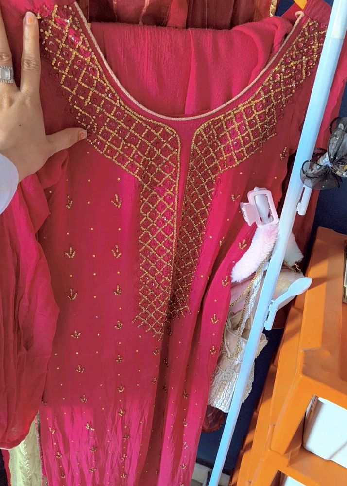 handwork pakistani suit with dupatta and palazzo s