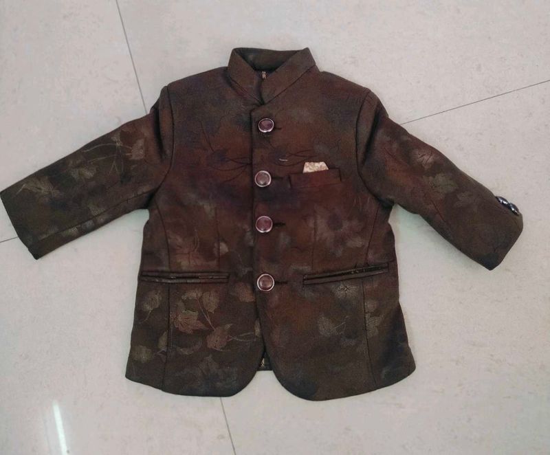 Boy Brown Patterned Blazer - Unique Design