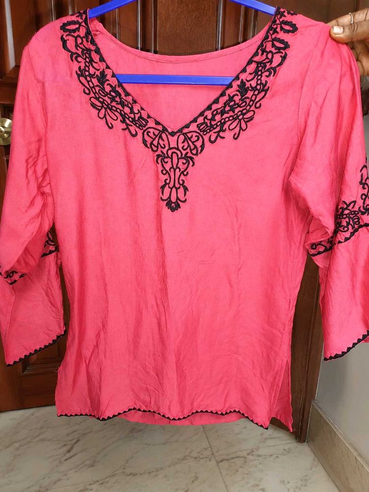 short kurti embroidered