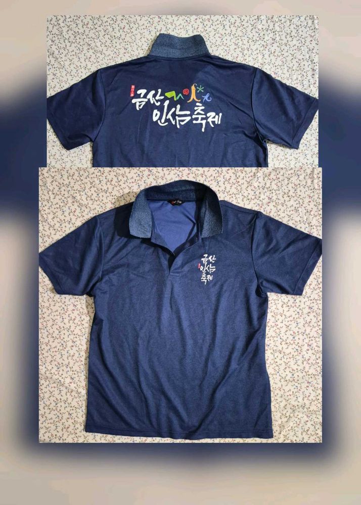 (New) Men's Blue Graphic Polo Shirt 🔥