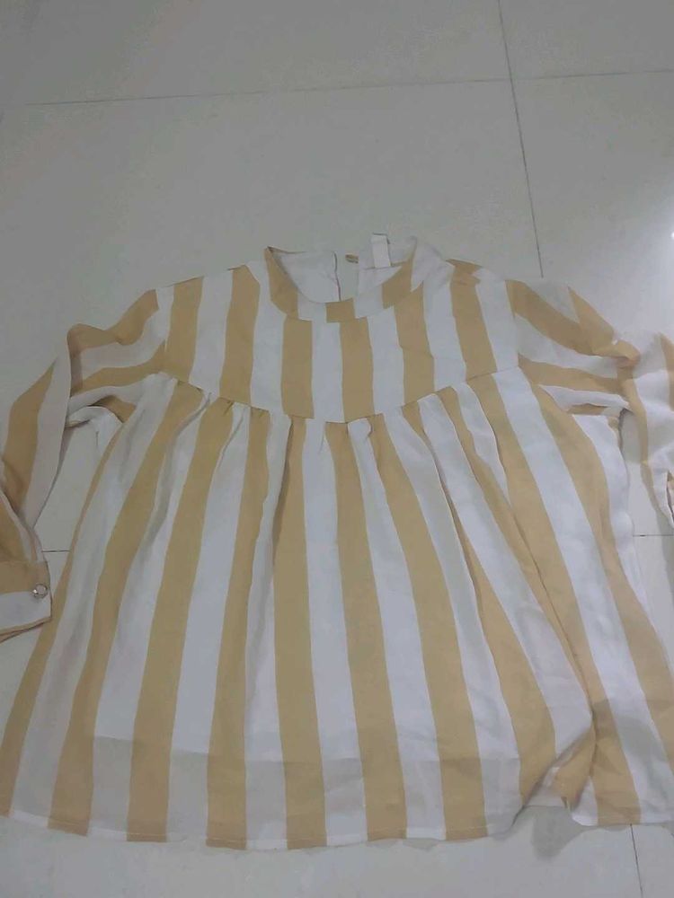 ✨ Trendy Yellow &amp; White Striped Babydoll