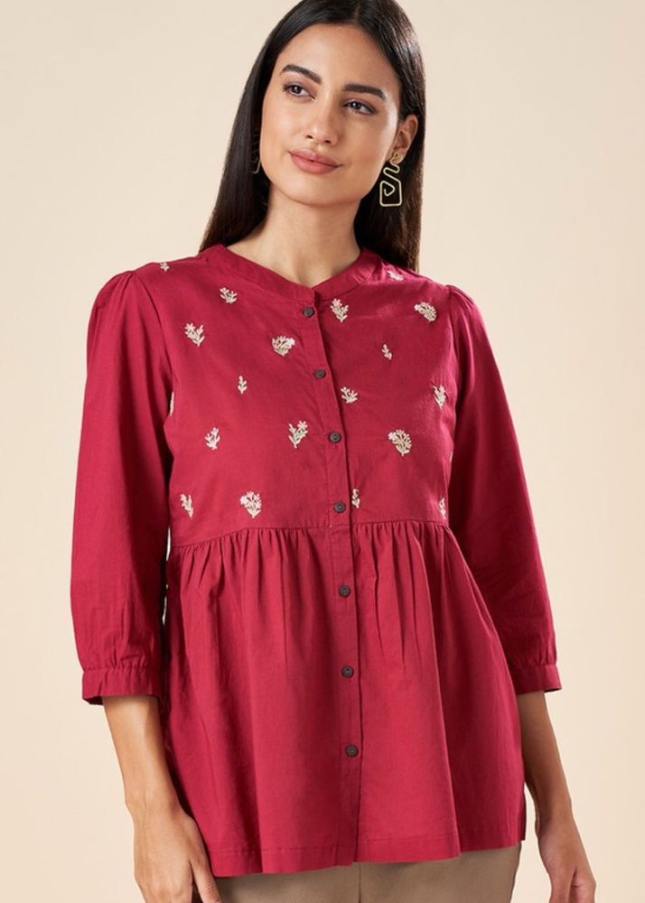 Akkriti By Pantaloons Embroidered Pink tunic