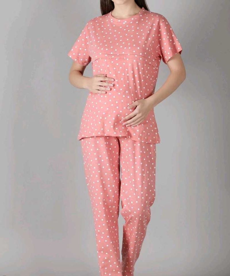 Comfortable Polka Dot Maternity Pyjama Set