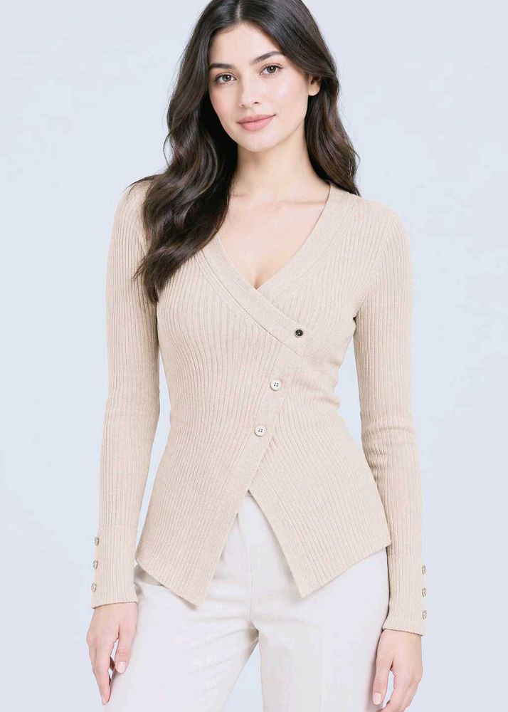 Ribbed Knit Wrap Top