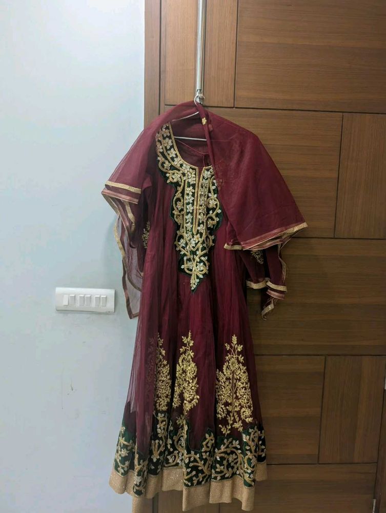 Elegant Maroon Embroidered Kurta Set
