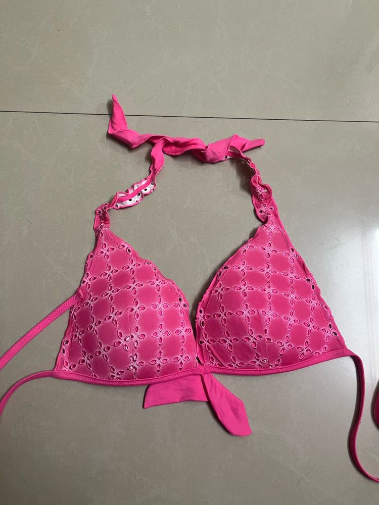 Pink Floral Bikini Top