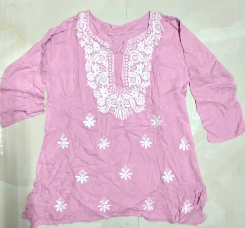 Pink Chikankari Kurti
