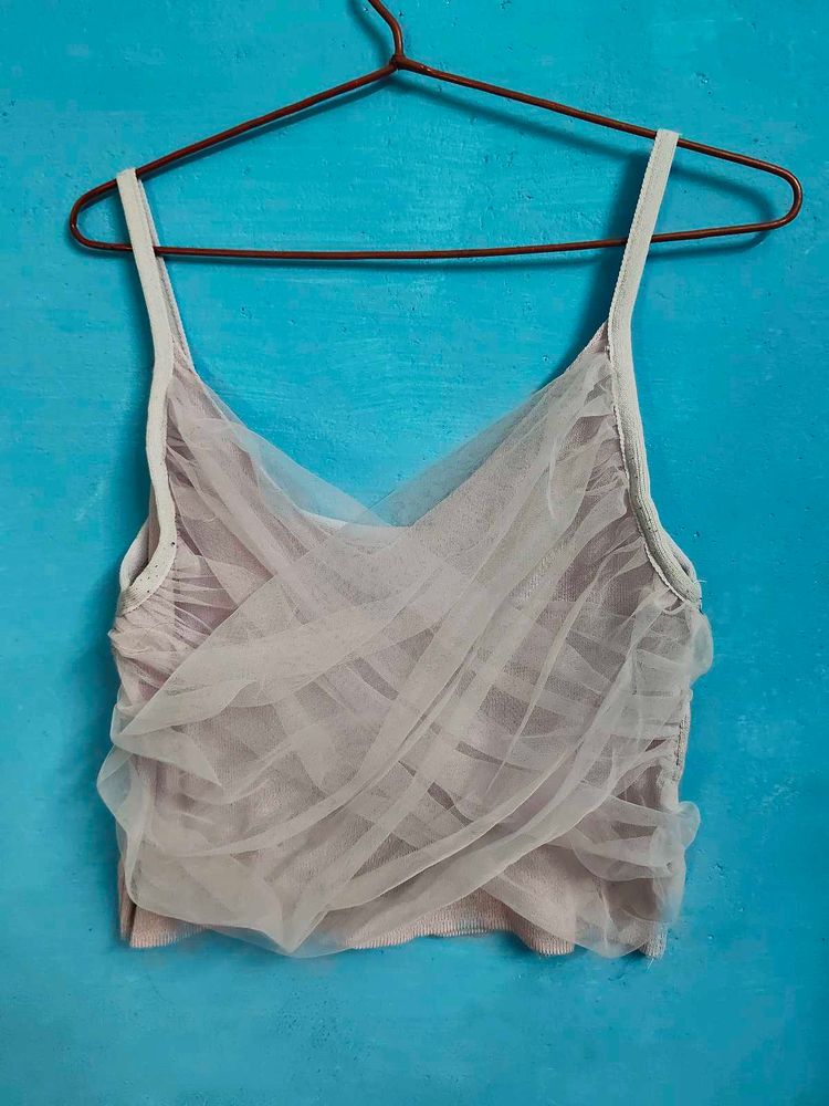 Sheer Tulle Overlay Camisole Top