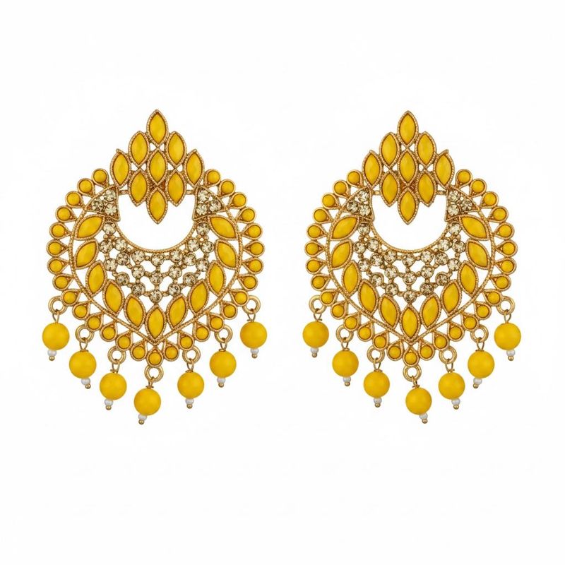 Stunning Yellow Jhumka Earrings