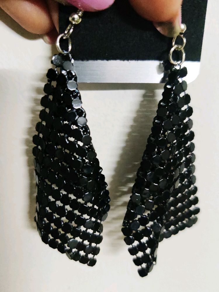 Black Party Wear - CHAIN PATTERN | High Quality Earrings