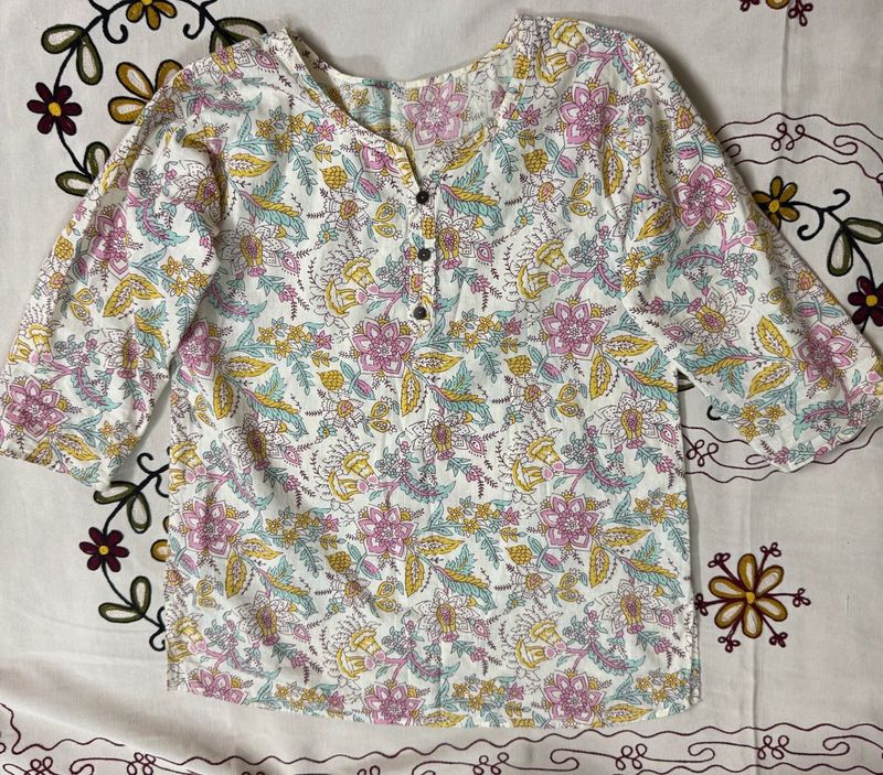 Floral Print Cotton Kurta