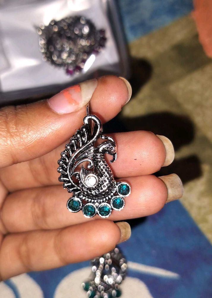 Peacock Style Silver Earrings