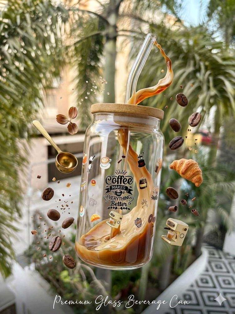 Premium Glass Coffee Beverage Can Tumbler