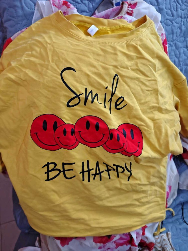 Yellow Smiley Face T-Shirt and two more top