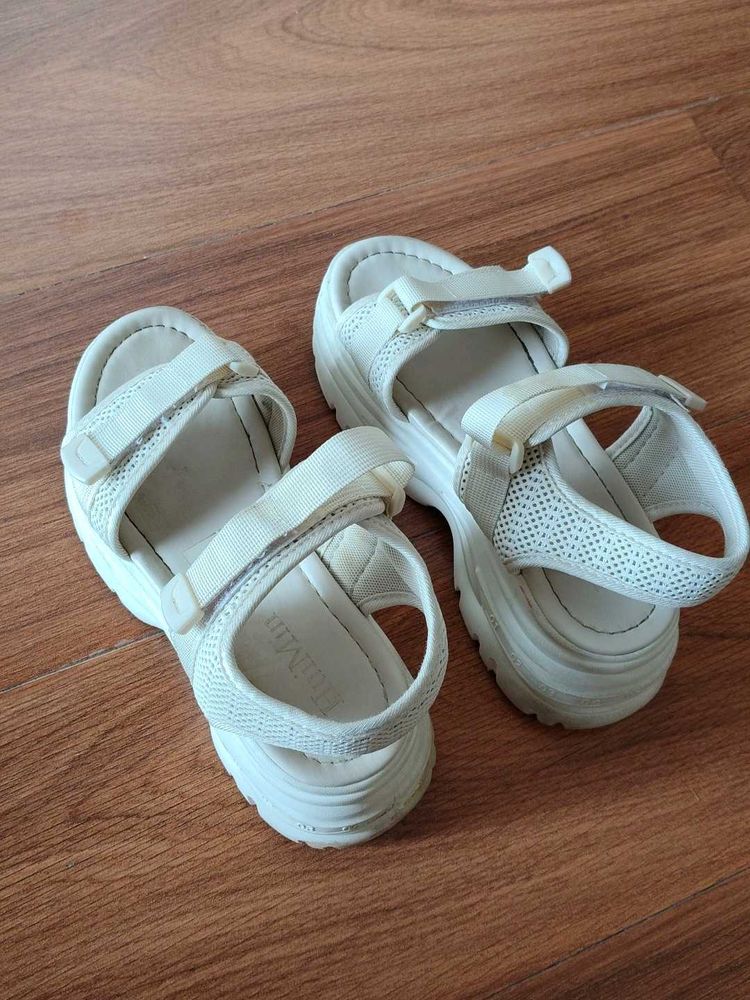 Chunky White Platform Sandals