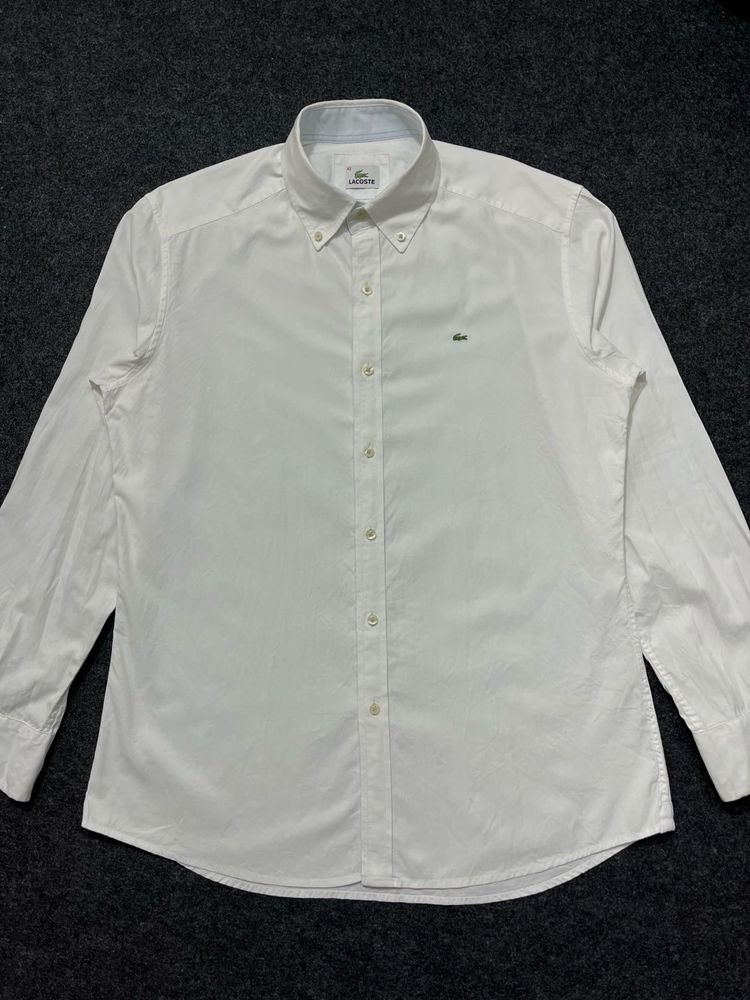 Lacoste White Long Sleeve Button-Up Shirt