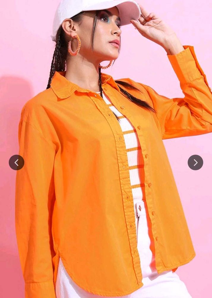 Vibrant Orange Oversized Shirt