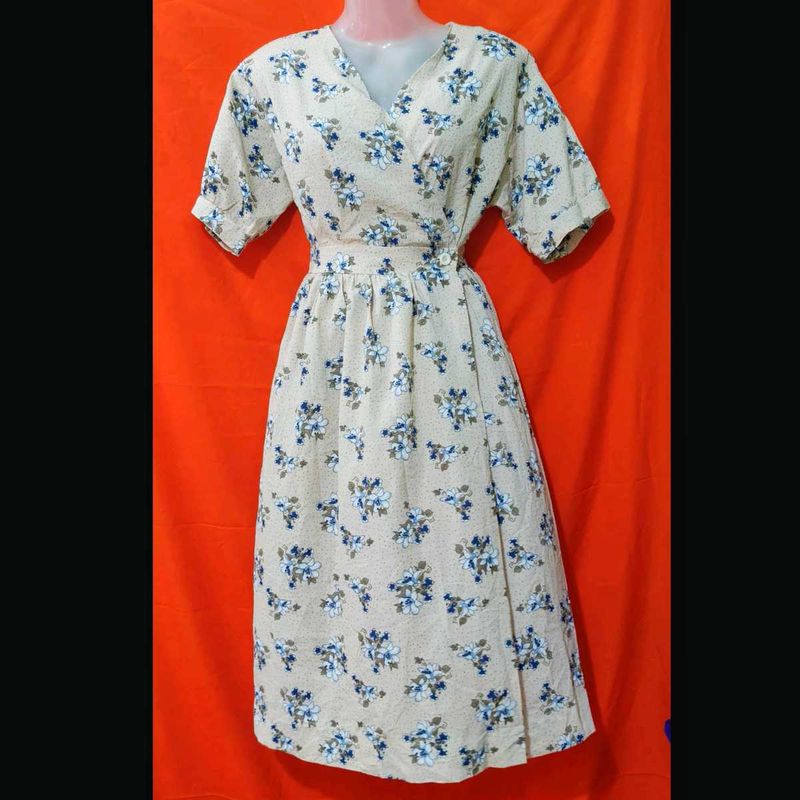 Floral Print Dress🎀✨ With Wrap Up Rope