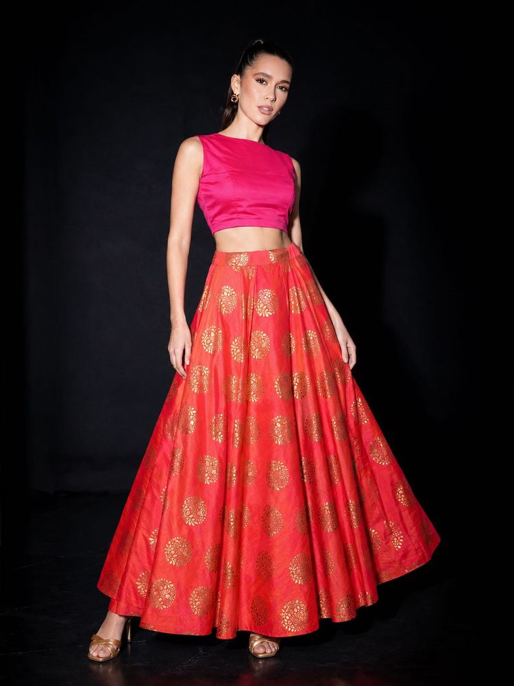 Beautiful Coral Ethnic Skirt