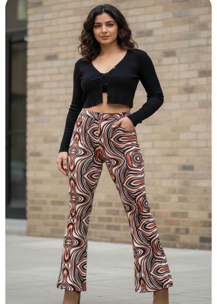Funky Patterned Flare Leg Pants