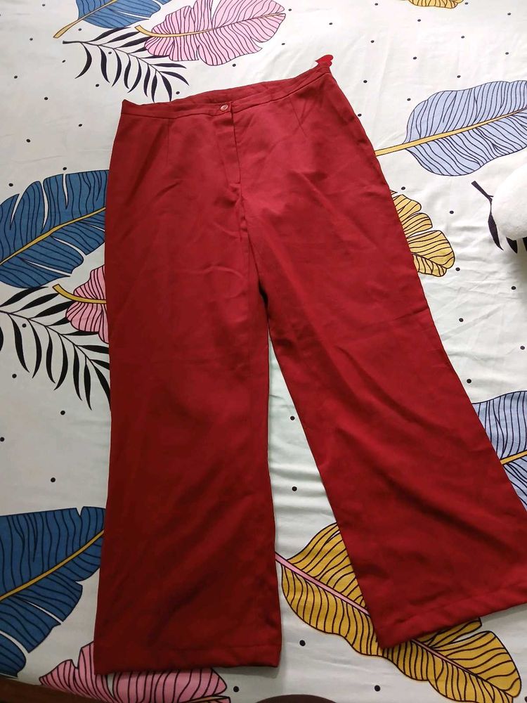 Chic Red Wide-Leg Pants