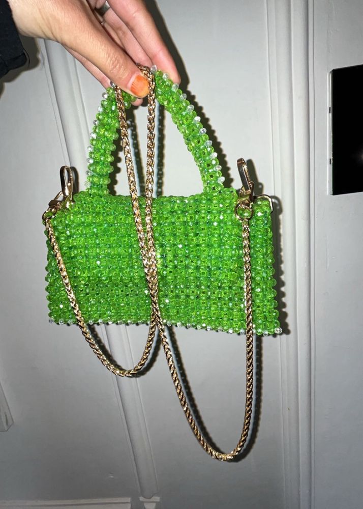 Sparkling Green Beaded Handbag