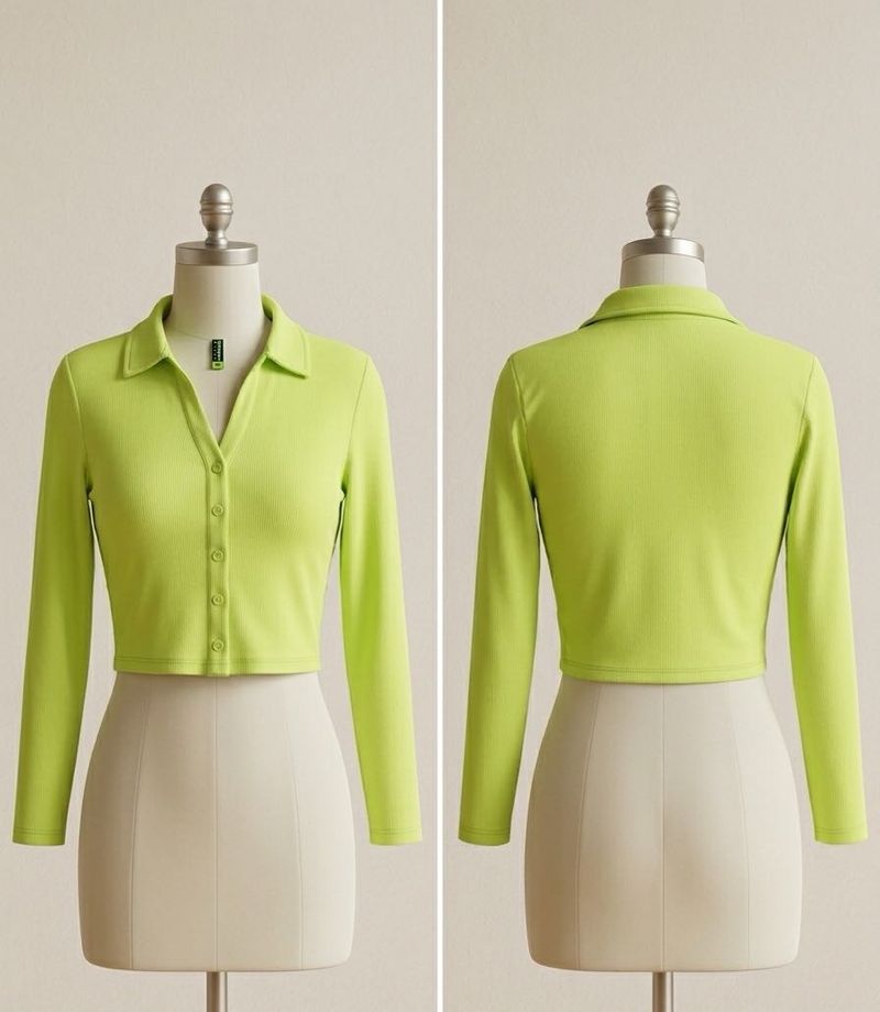Lime Green Cropped Collared top
