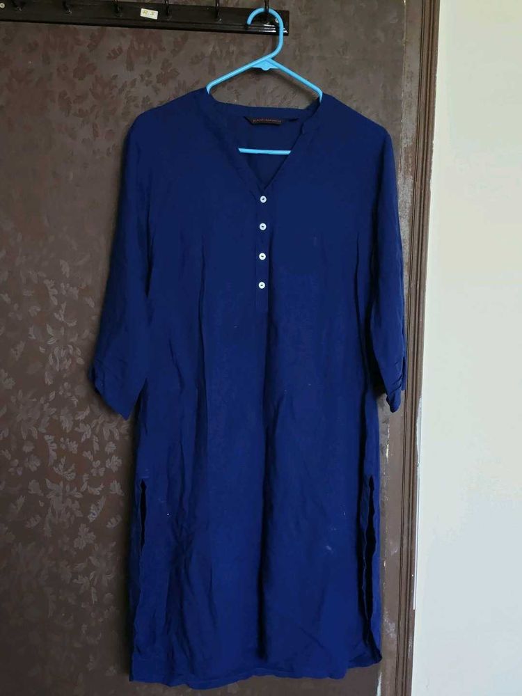 Royal Blue V-Neck Kurta