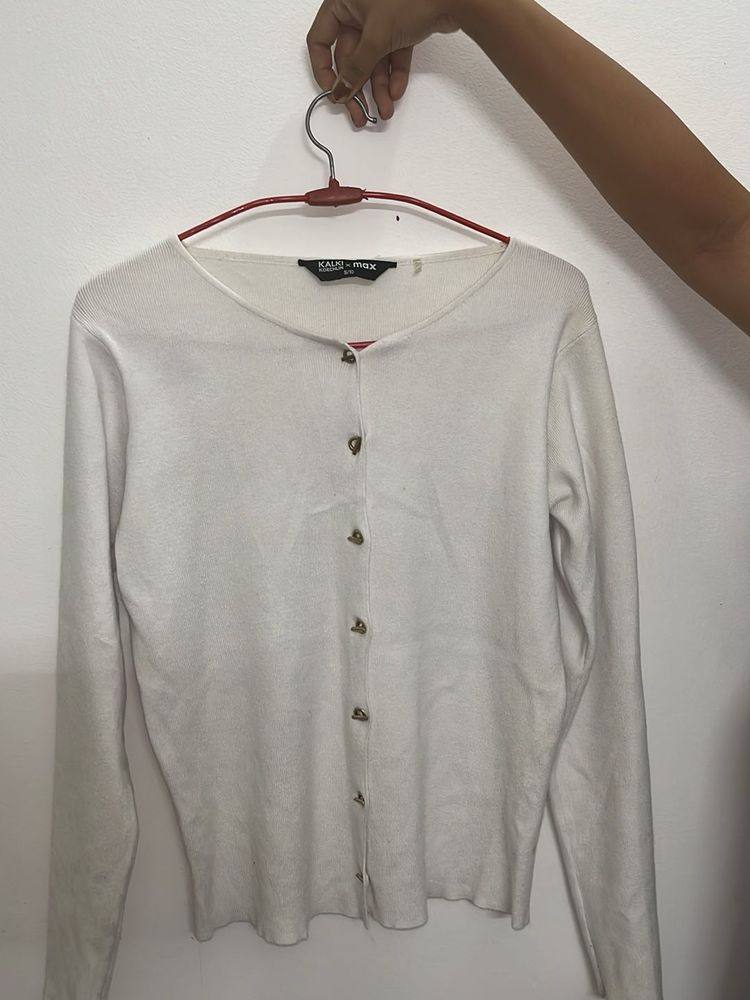 Classic White Button-Up max Cardigan
