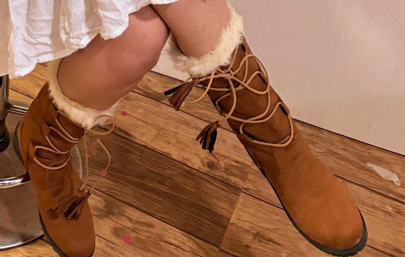 Brown Long Leather Boots