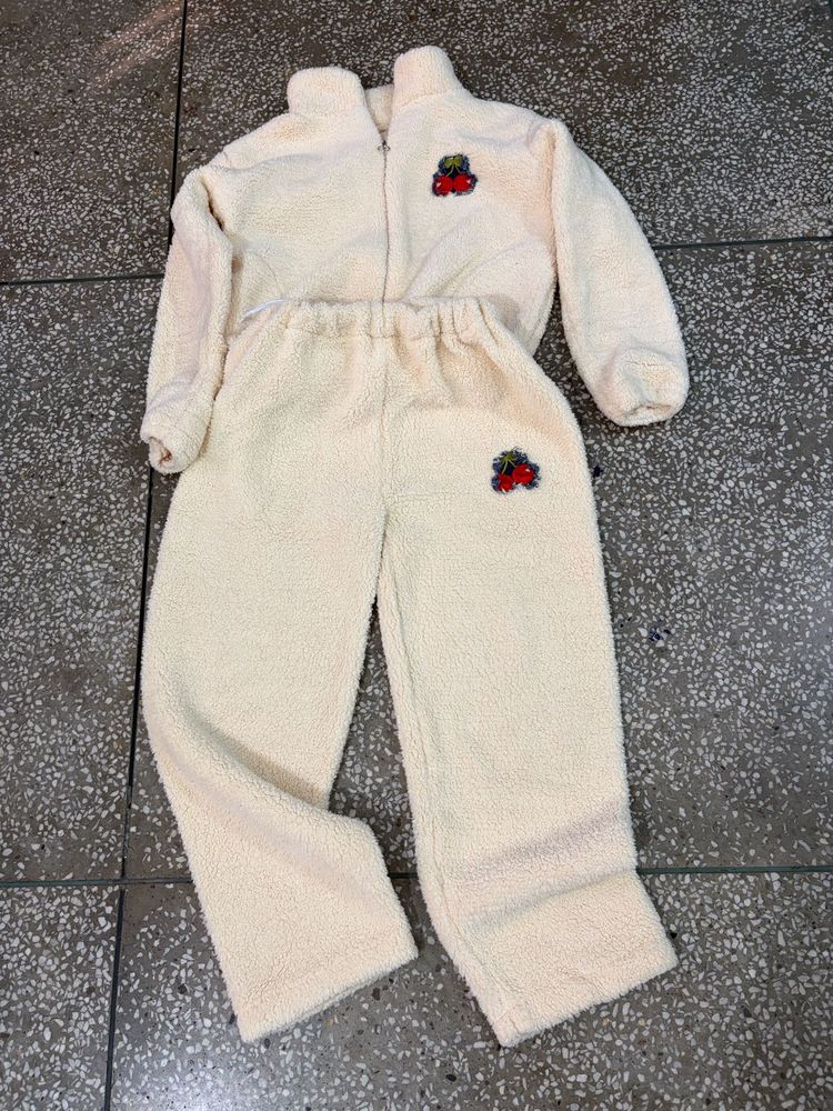 cute cream warm cord set
