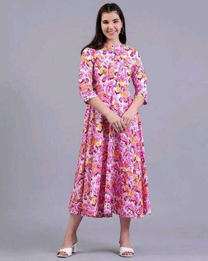Beautiful Pink 👗 Floral Anarkali Gown