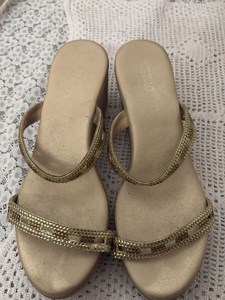Elegant Embellished Wedge Sandals