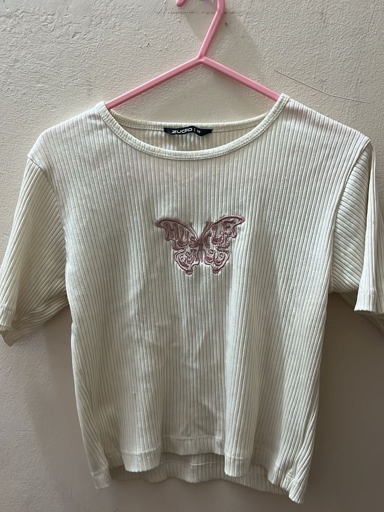Studio M Butterfly Ribbed Tee