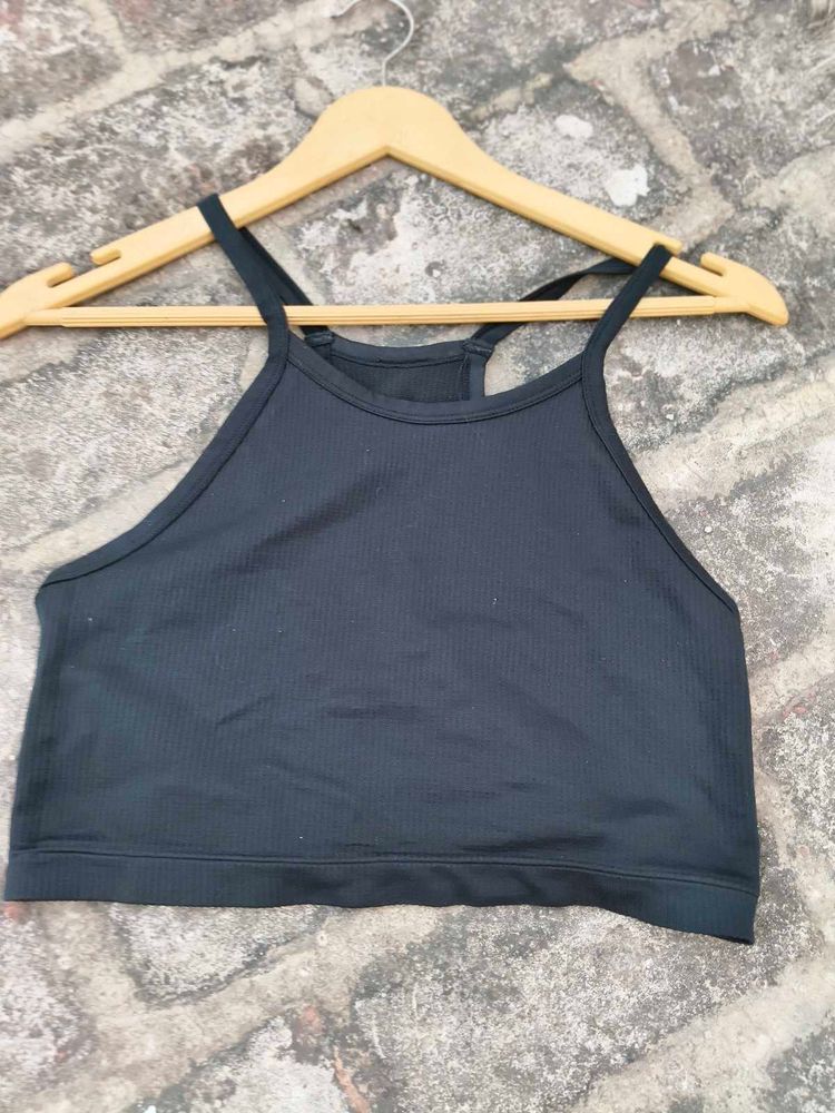 Ribbed Black Sports Bra
