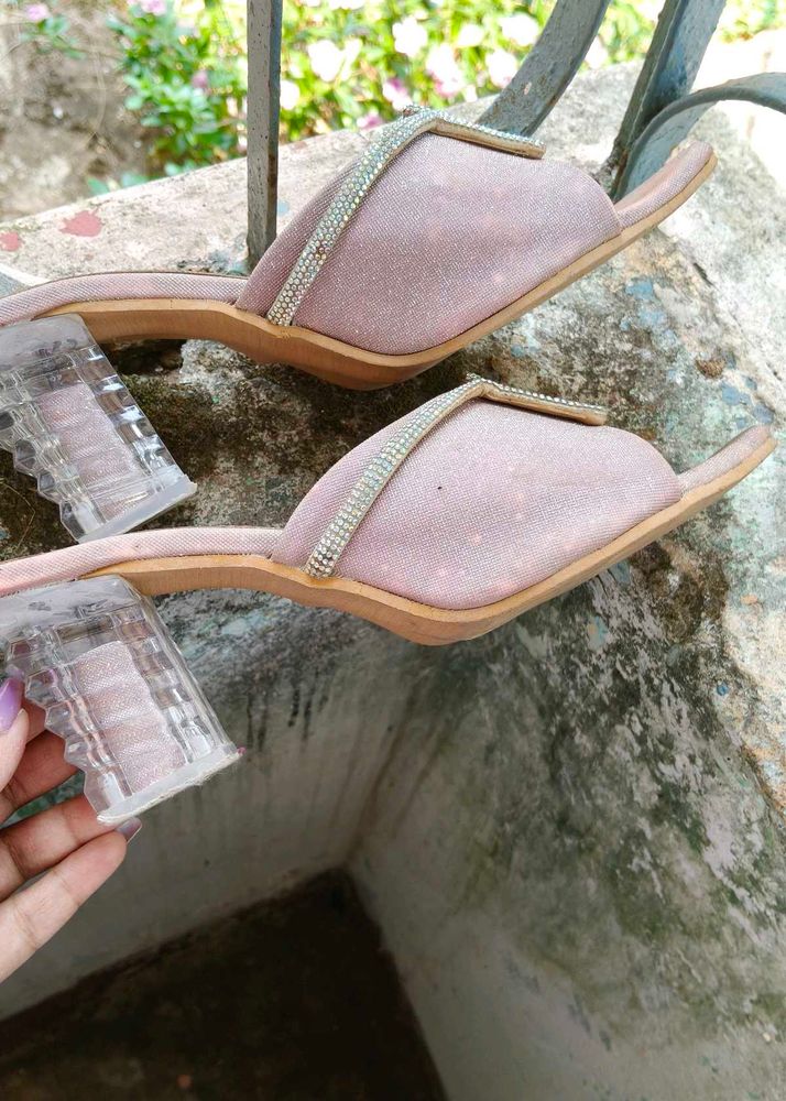Sparkly Block Heel Mules