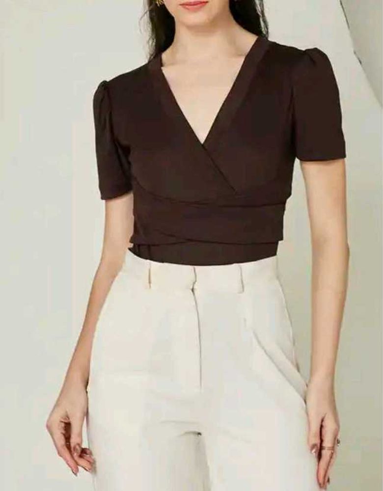 Chic Brown Wrap Top - Stylish &amp; Versatile